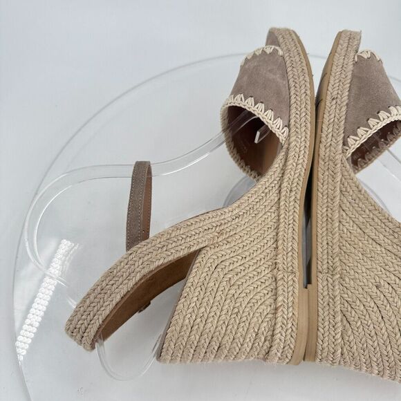 Aquatalia Jiliana Suede Stitch Wedge Espadrille Sandals Size 11 Waterproof Tan - Picture 8 of 15